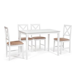 Обеденная группа на кухню Хадсон (стол + 4 стула) id 13693 pure white (белый 2-1) арт.13693 в Норильске